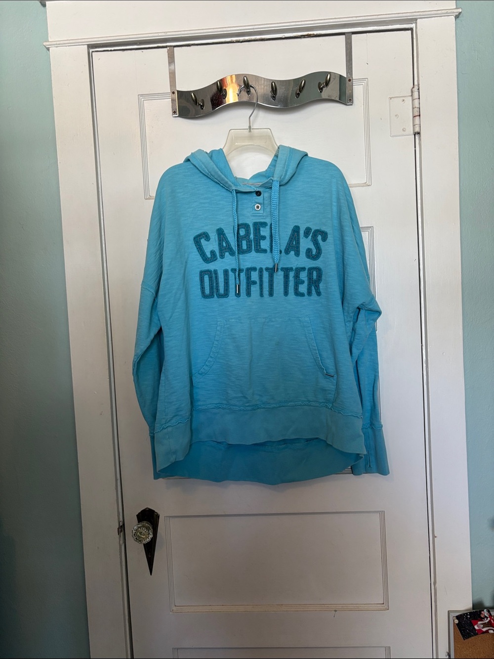 Cabela's Women's Turquoise Scoop-Neck Hoodie Sweatshirt Size XL